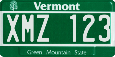 VT license plate XMZ123