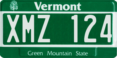 VT license plate XMZ124