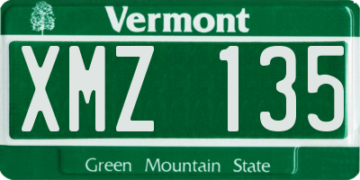 VT license plate XMZ135