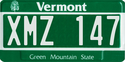 VT license plate XMZ147