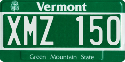 VT license plate XMZ150