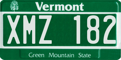 VT license plate XMZ182