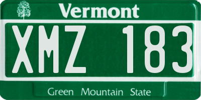 VT license plate XMZ183