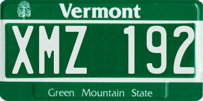 VT license plate XMZ192