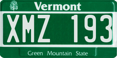VT license plate XMZ193
