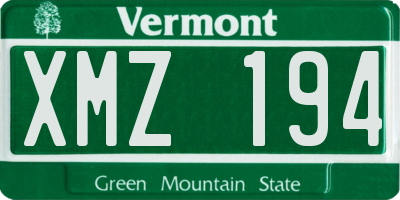 VT license plate XMZ194