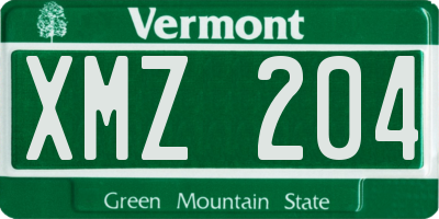 VT license plate XMZ204