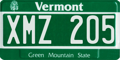 VT license plate XMZ205