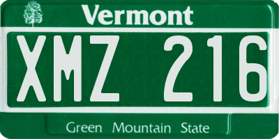 VT license plate XMZ216
