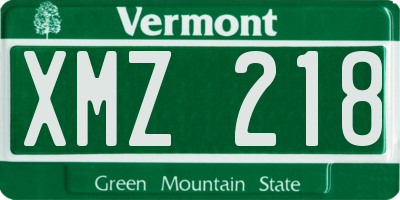 VT license plate XMZ218