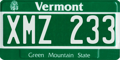 VT license plate XMZ233