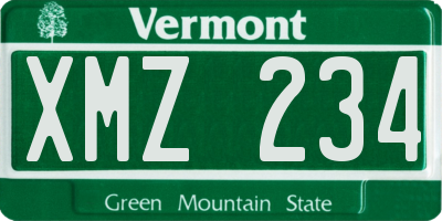 VT license plate XMZ234