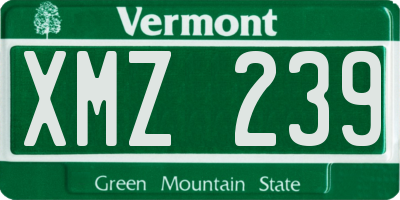 VT license plate XMZ239