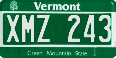 VT license plate XMZ243