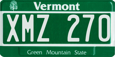 VT license plate XMZ270
