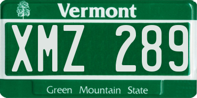 VT license plate XMZ289
