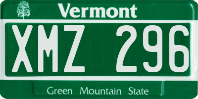 VT license plate XMZ296