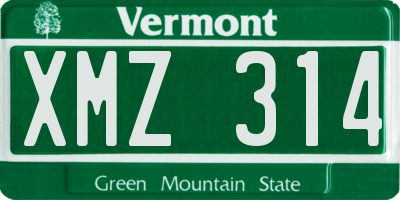 VT license plate XMZ314