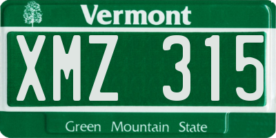 VT license plate XMZ315