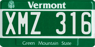 VT license plate XMZ316
