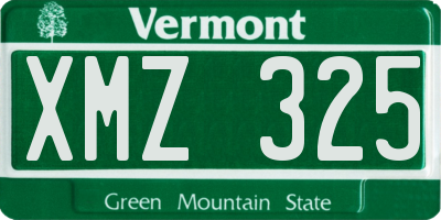 VT license plate XMZ325