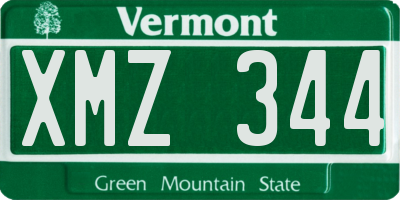VT license plate XMZ344