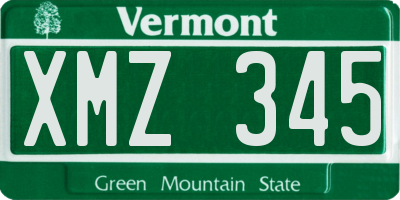 VT license plate XMZ345