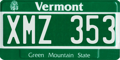 VT license plate XMZ353