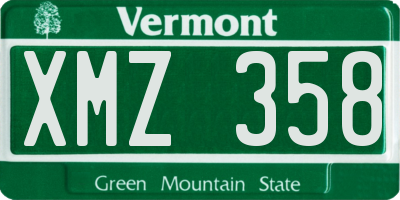 VT license plate XMZ358