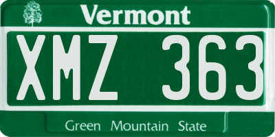 VT license plate XMZ363