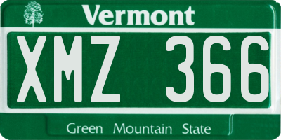 VT license plate XMZ366