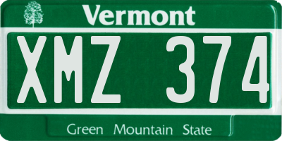 VT license plate XMZ374