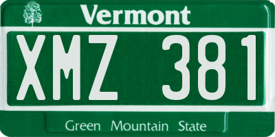 VT license plate XMZ381