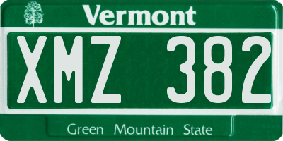 VT license plate XMZ382