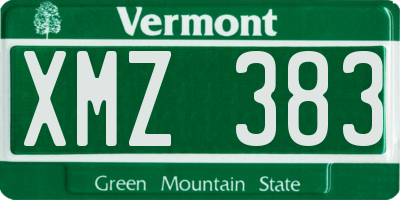 VT license plate XMZ383