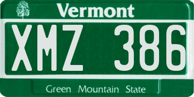VT license plate XMZ386
