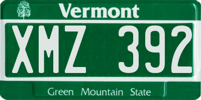VT license plate XMZ392