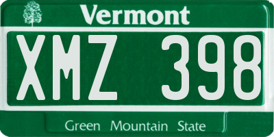 VT license plate XMZ398