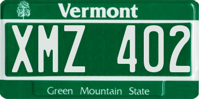VT license plate XMZ402