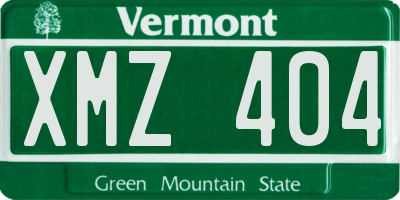 VT license plate XMZ404