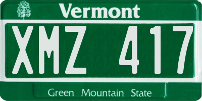 VT license plate XMZ417