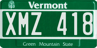 VT license plate XMZ418