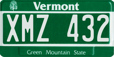 VT license plate XMZ432