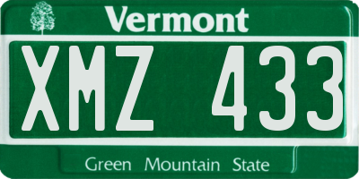 VT license plate XMZ433