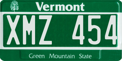 VT license plate XMZ454