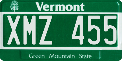 VT license plate XMZ455