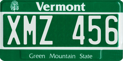 VT license plate XMZ456