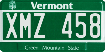 VT license plate XMZ458
