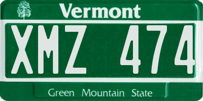 VT license plate XMZ474