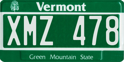 VT license plate XMZ478